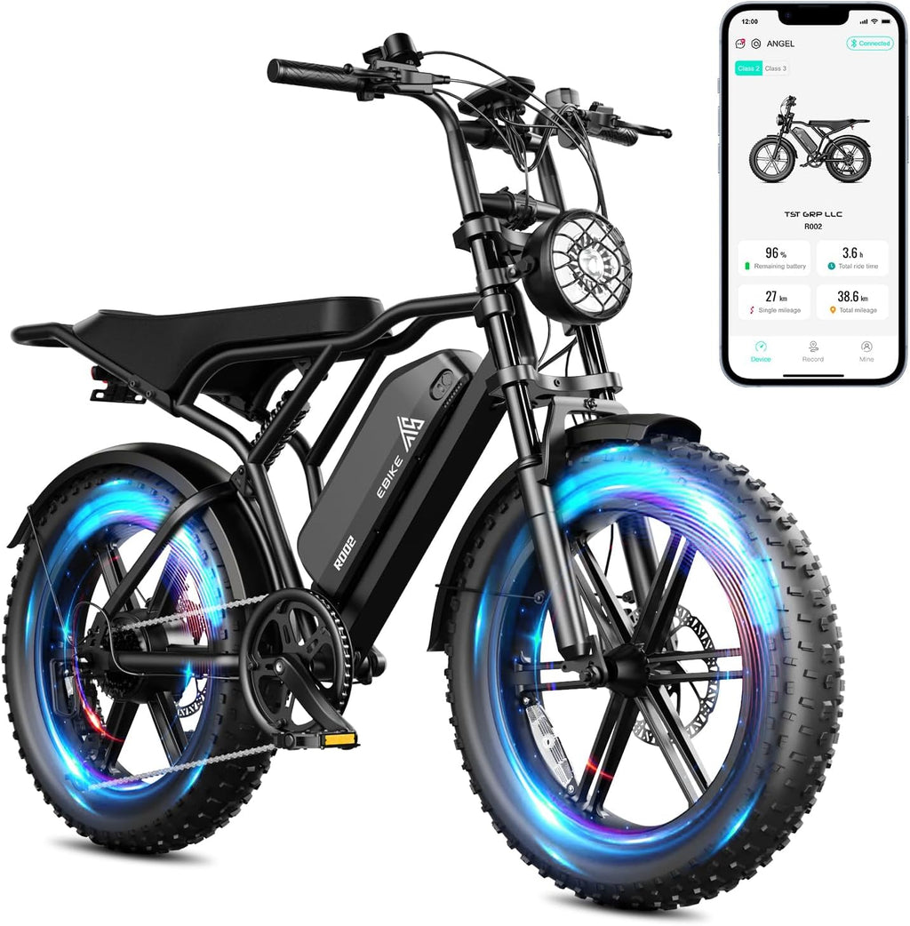 TST Electric Bike for Adults, 1500W Peak Motor 60 Miles Fat Tire Ebike with 48V 15Ah Removable Battery 20' Fat Tire Electric Bike, Dual Suspension，7 Speeds