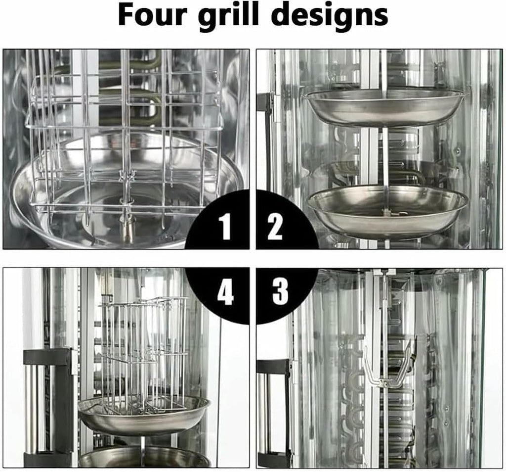 Electric Rotisserie Grill Vertical Oven BBQ Machine 21L for Kebabs, Sweet Potato and Turkey - 360° Rotating Rotisserie Grill