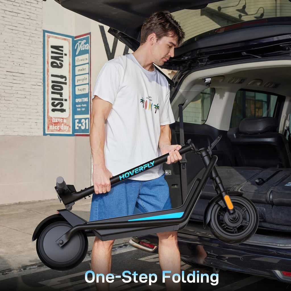HOVERFLY X1/X3/X5 Electric Scooter for Adults, Anti Flat 8.5'/10'' Solid Tire, Max 10/18/25 Miles Range and 15.5/20Mph Speed Power by 250W/500W Motor, Foldable Commuting E Scooter with EABS&Disc Brake