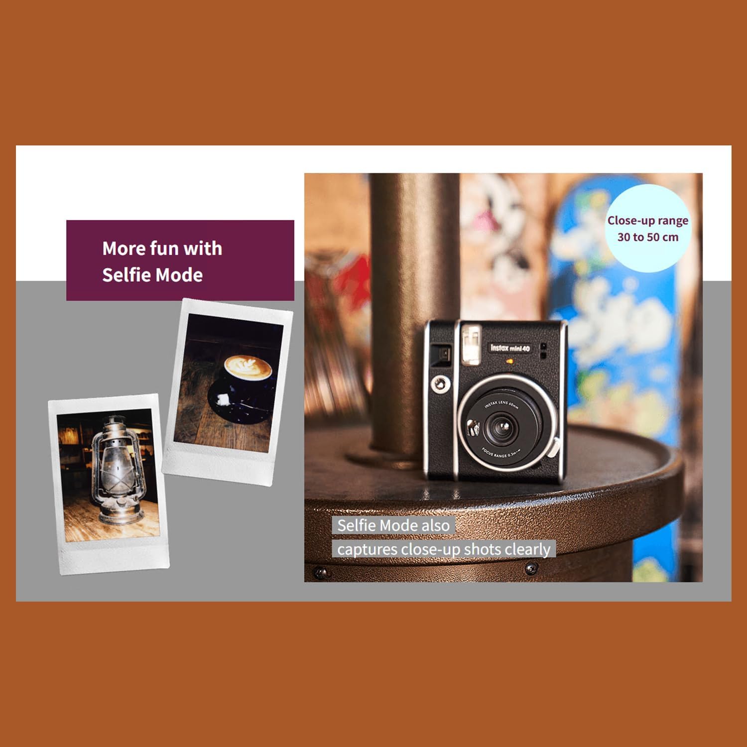 Fujifilm Instax Mini 40 Instant Film Camera Black + 20 Instax Instant Film Prints Bundle