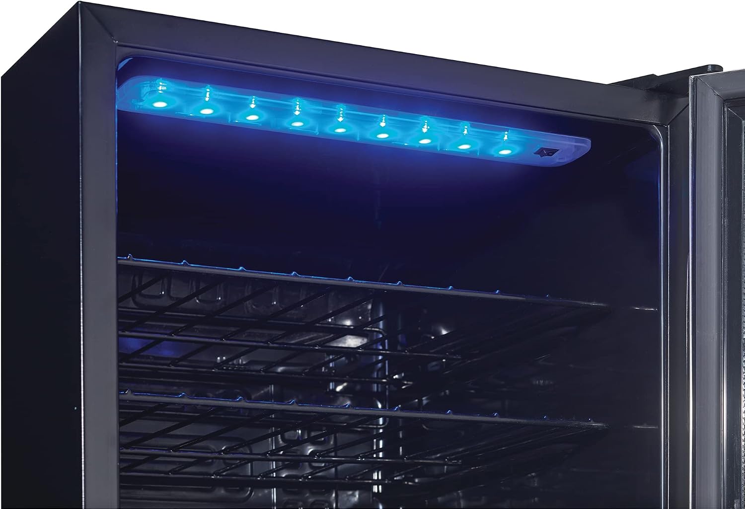 Danby DWC036A1BSSDB-6 3.3 Cu. Ft. Free Standing Wine Cooler, Holds 36 Bottles, Single Zone Fridge With Glass Door - Chiller for Kitchen, Home Bar, Black/Grey