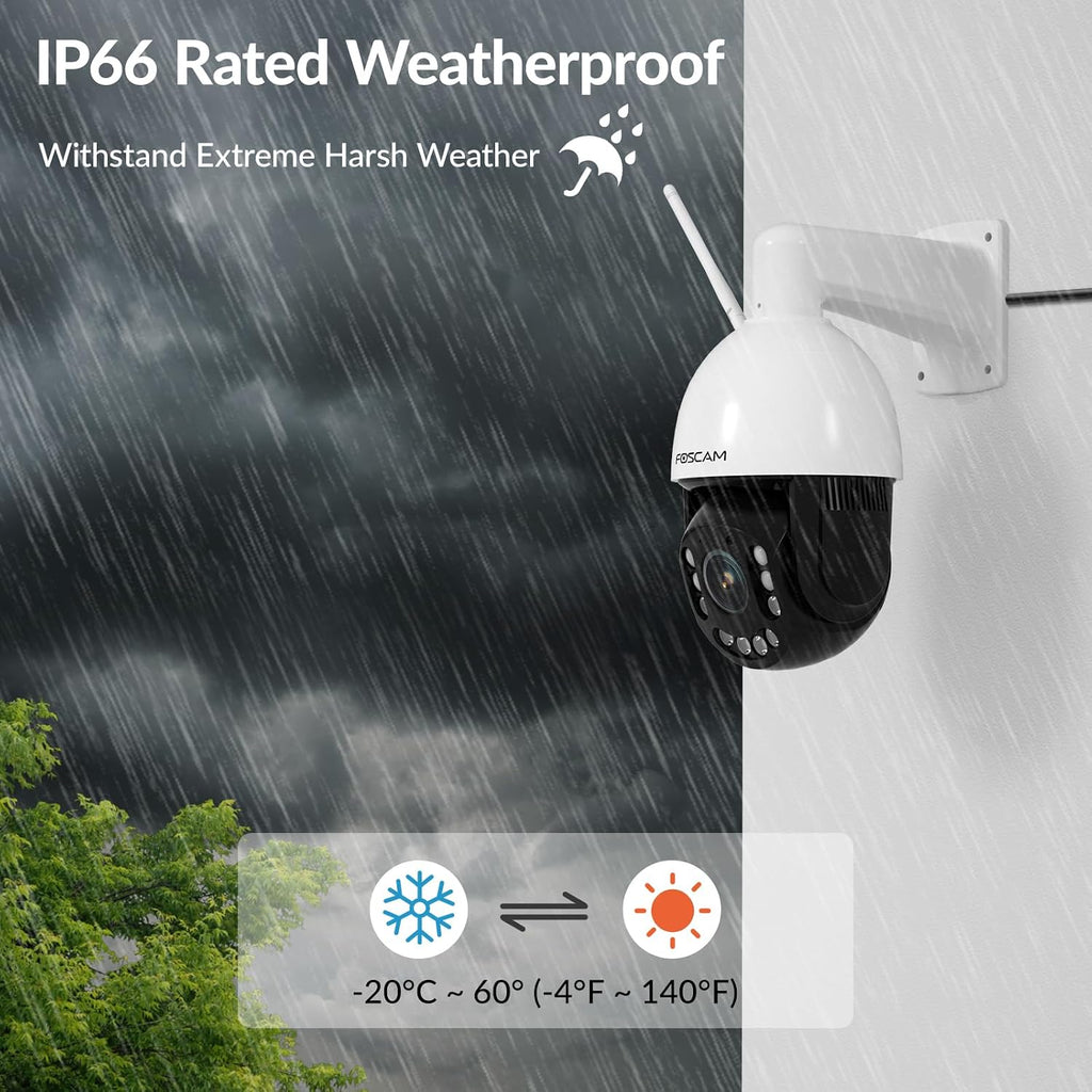 FOSCAM 4MP WiFi PTZ Outdoor Camera, 18X Optical Zoom with Auto Tracking, 2.4/5GHz WiFi Camera for Home Security, Person/Vehicle/Animal Detection, 656ft Night Vision, 350° Pan 90° Tilt, Two-Way Audio