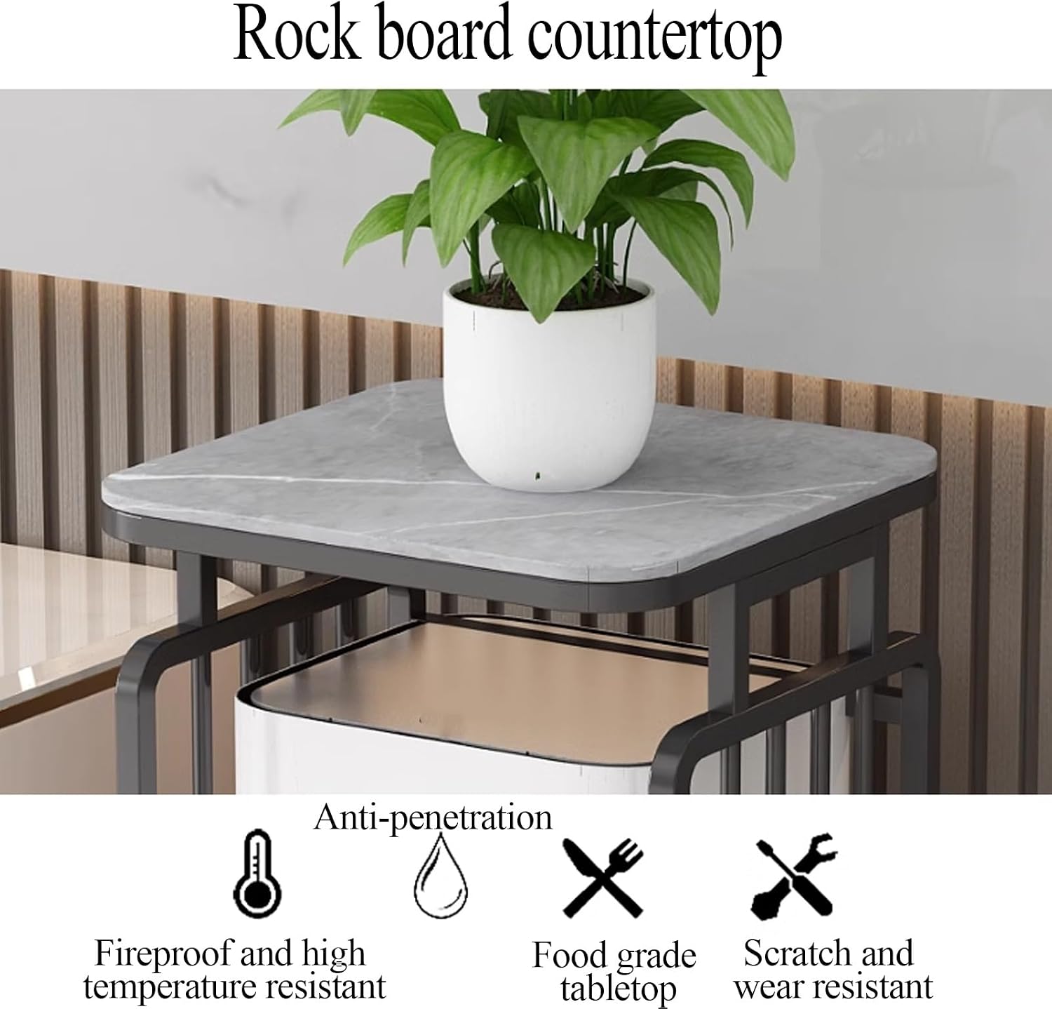 Metal Side Table with Storage, Robot Vacuum and Mop Self Emptying Small Storage Cabinet, Multi-Functional Fish Tank Stand, End Table for Robot Vacuum's Nest House(White,50