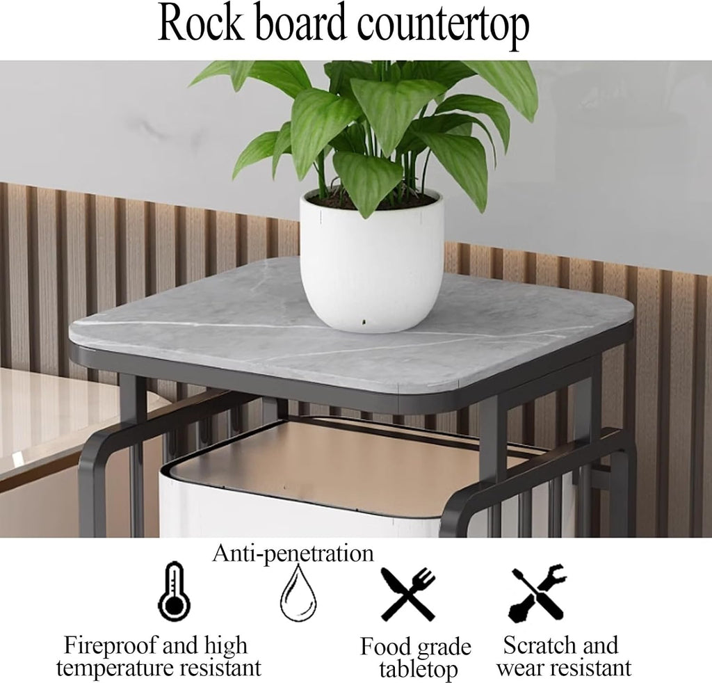Metal Side Table with Storage, Robot Vacuum and Mop Self Emptying Small Storage Cabinet, Multi-Functional Fish Tank Stand, End Table for Robot Vacuum's Nest House(Gold,60 * 40 * 65cm)