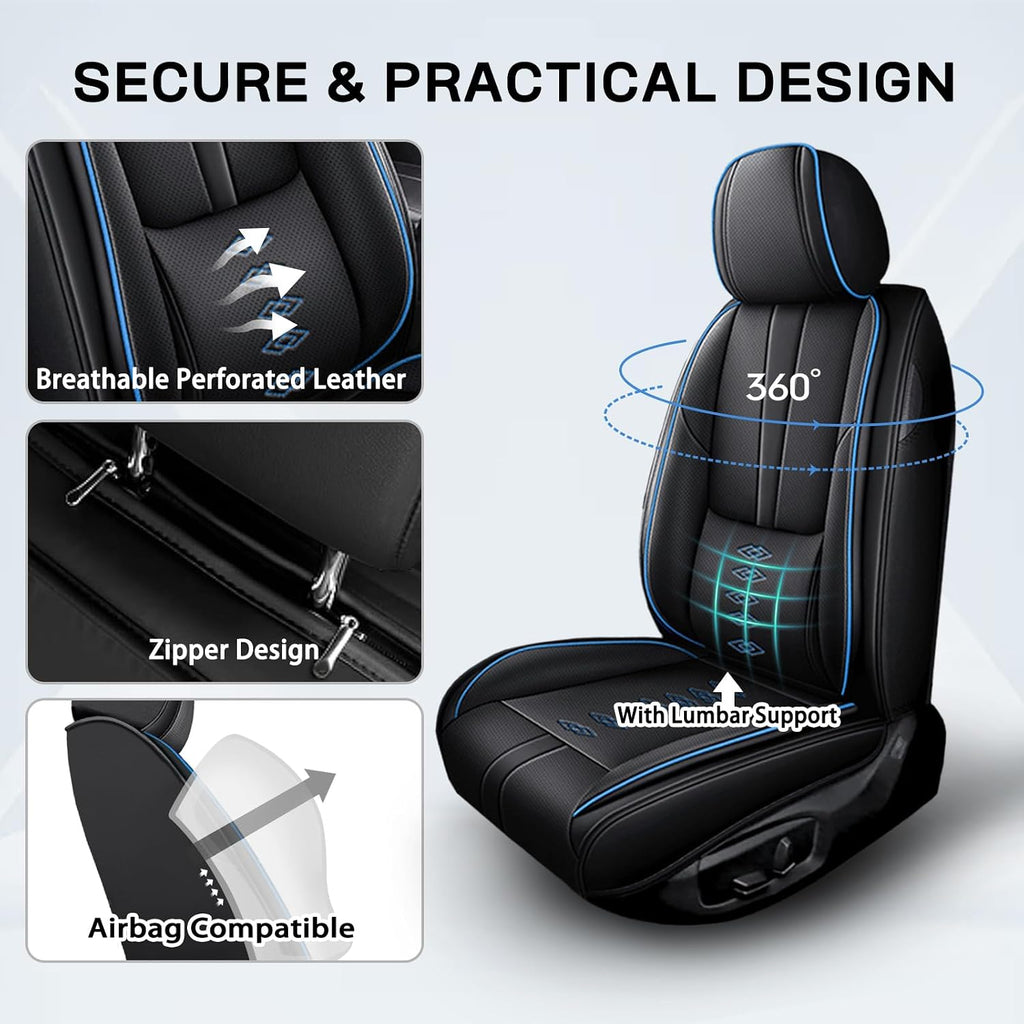 Car Seat Covers for GX 460,for Lexus GX 460 2010-2023,Leather Full Set Seat Covers,Airbag-Compatible Car Seat Protectors,Waterproof Seat Cover for Cars(Black+Blue,5PCS Only)