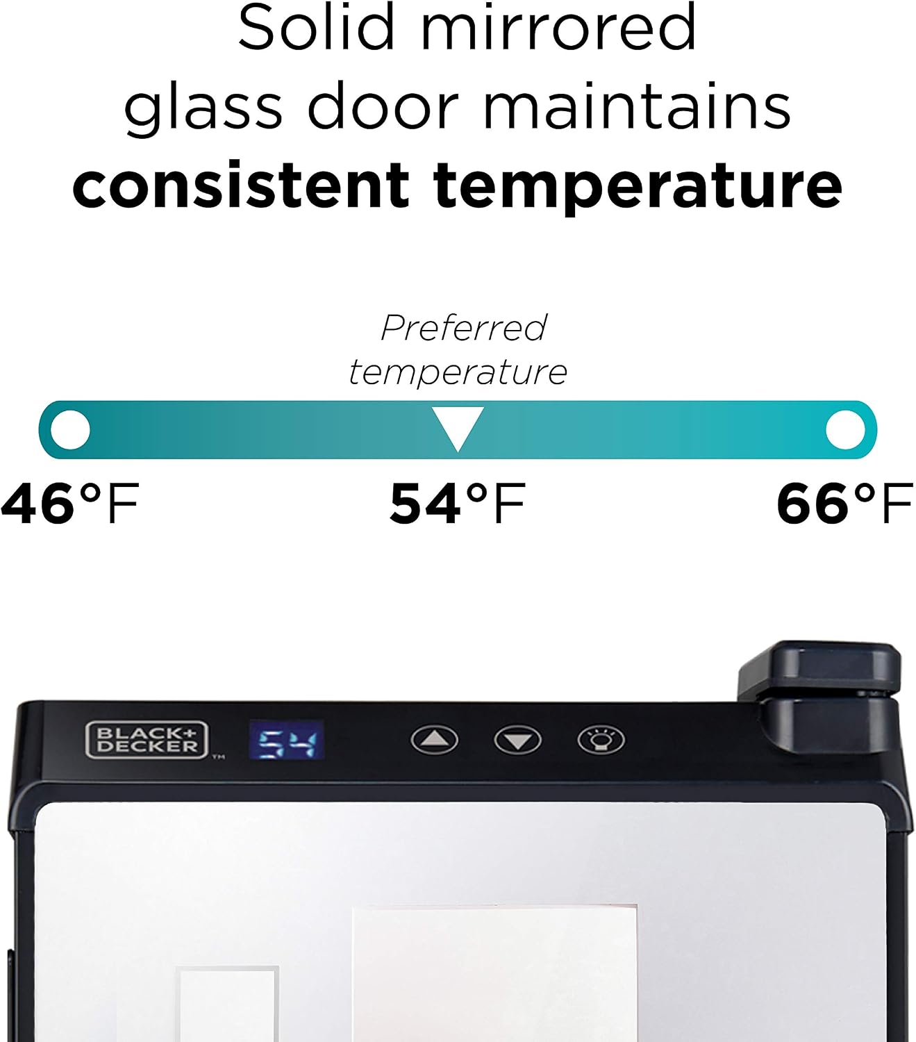 BLACK+DECKER 6 Bottle Wine Fridge, Wine Cooler with Mirrored Front, Mini Wine Fridge Thermoelectric, BD60316