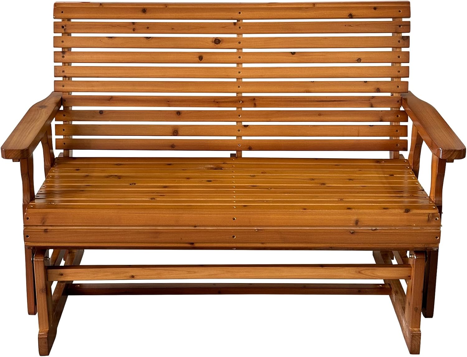 Fortune Candy Wooden Patio Glider with High Roll Back and Deep Contoured Seat, Solid Fir Wood, 2-Seater, Heavy Duty 800 LBS, 4 Ft. (PU Brown)
