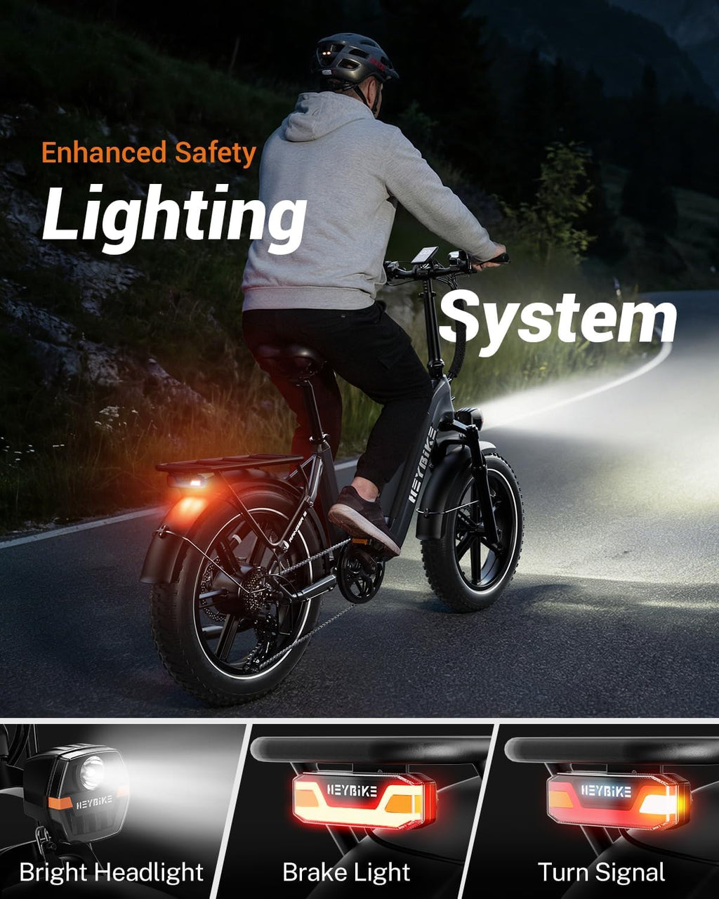 Heybike Ranger Foldable Electric Bike for Adults, 1200W/1800W Peak Motor, 28/32MPH E Bike, 55/90 Miles Range, 20'x4.0' Fat Tire Ebike with Removable Battery, Hydraulic Brakes for Snow, Beach,Commuting