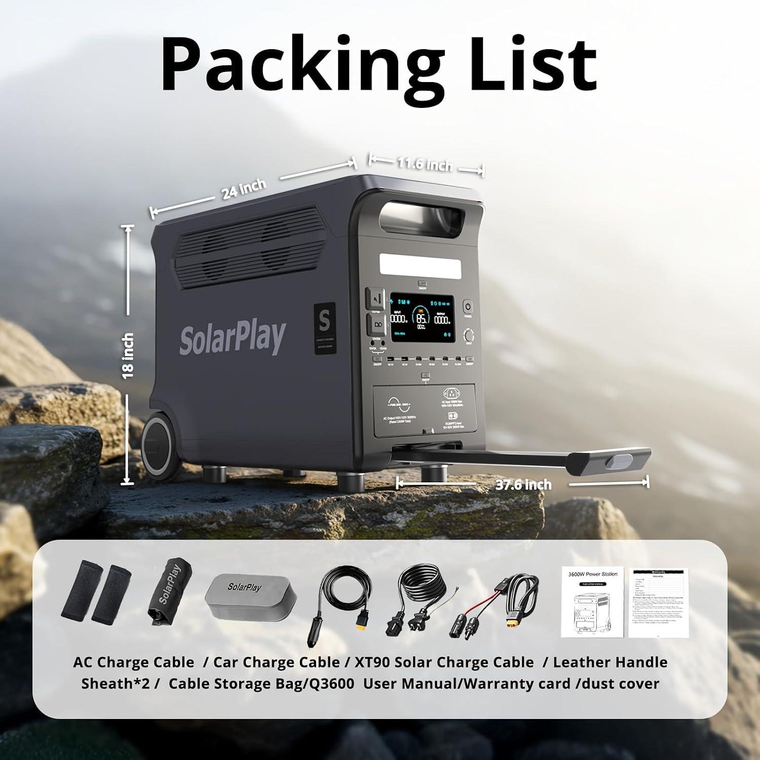 SolarPlay Portable Power Station, 3600W Power Station LiFePO4 Battery Solar Generator for Home Backup, Power Outages, and Camping