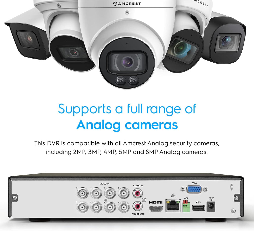 Amcrest 5MP UltraHD 8 Channel DVR Security Camera System Recorder, 5MP Security DVR for Analog Security Cameras, Remote Smartphone Access, HDD & Cameras NOT Included (AMDV5M8)