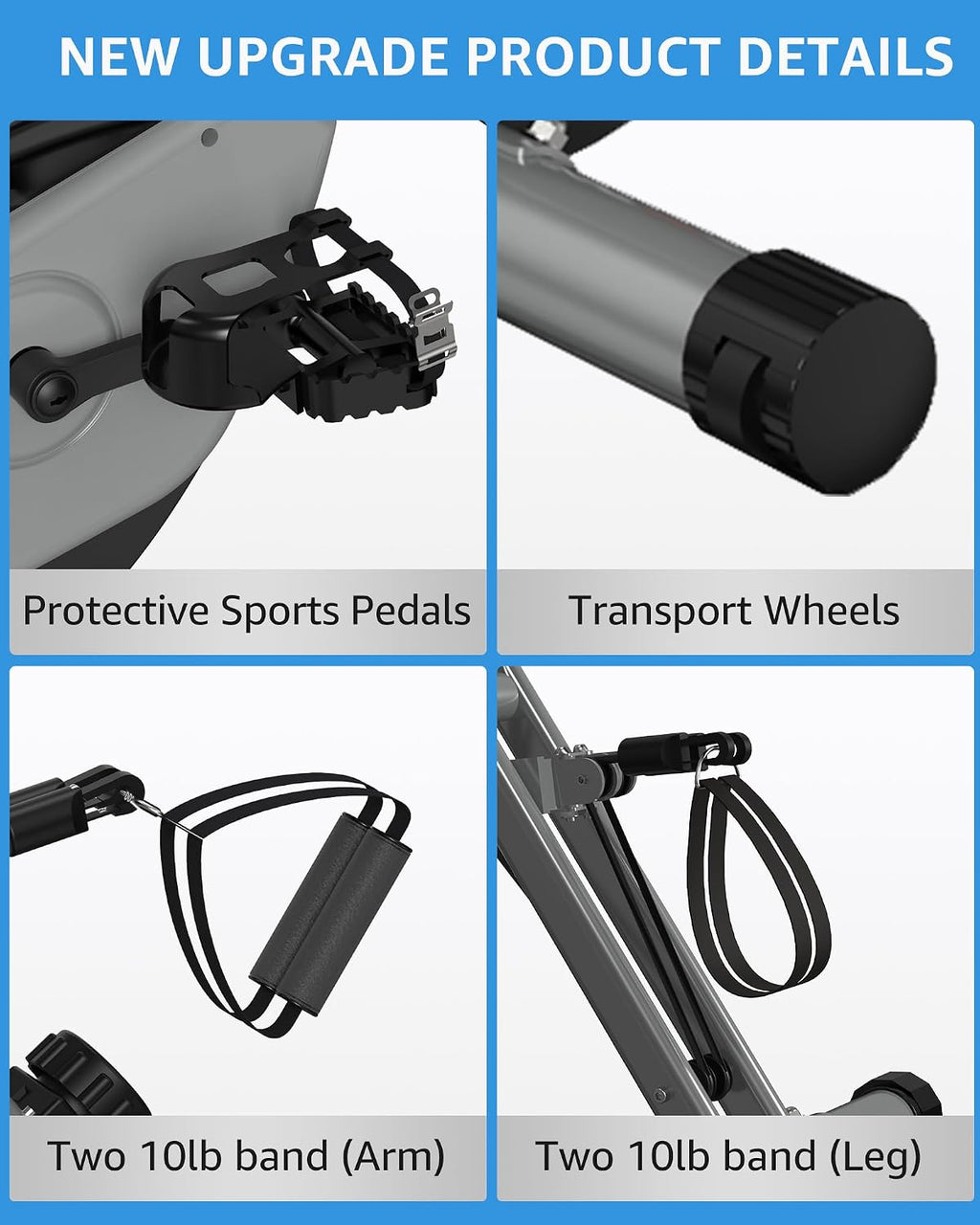 USLIM Foldable Exercise Bike Stationary Bikes for Home, 5 IN 1 Indoor Workout Bike, Cycling Bike with 16-Level Quiet Magnetic Resistance, 6.6 LBS Flywheel and 300LBS Capacity for Senior and Home Workout