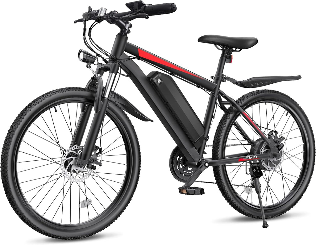 Electric Bike for Adults, 26' Ebike with 1000W Peak Motor, 20MPH 50Miles Electric Mountain Bike with 48V Removable Battery, 7-Speed, Front Suspension, LCD Display, UL 2849 Certified