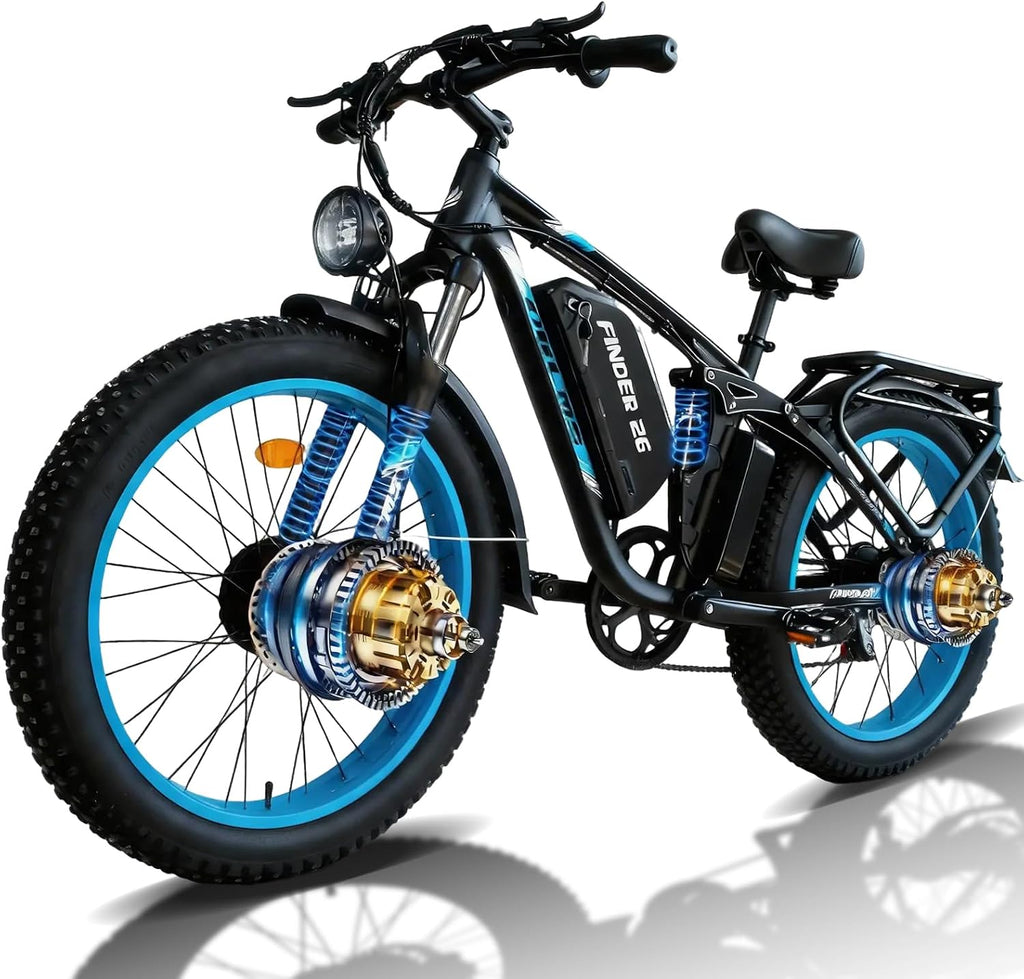 Dual Motor Electric Bike for Adults,6000W Peak,45MPH,60V&52V/25Ah Battery,26''&24'' Fat Tire,Up to 110 Miles Range,SHM 7-Speed Gear Ebike