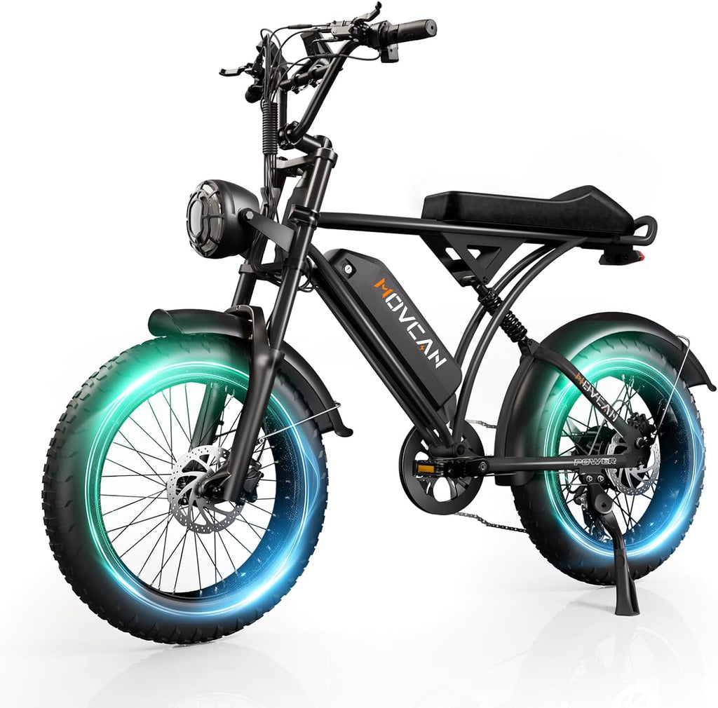 Movcan V60 Series Electric Bike for Adults,1000W/1500W, 30/33MPH,48V 15.6/18.2 Battery,Up to 80Mile Dual Hydraulic Brake,20' Fat Tire,7-Speed Motorcycle Ebike for Commuting/Off-Roading