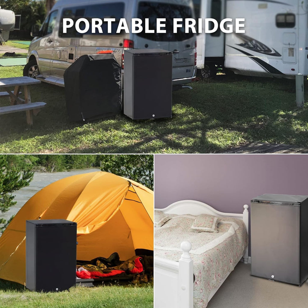 SMETA RV Refrigerator Lockable 12V/110V, 1.8 Cu.ft Semi Truck Mini Fridge with Lock For Outdoor Camping Traval Bedroom Office Van, No Noise