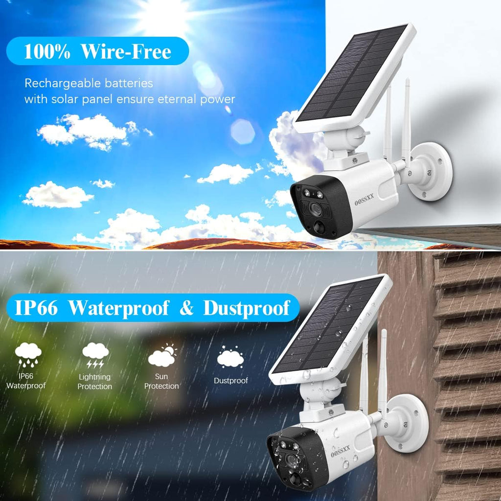 Solar Outdoor Wireless Surveillance Camera System Battery Solar Powered Battery Video Security Cameras Systems
