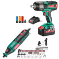HYCHIKA 18 V Max Cordless Impact Wrench,180W Rotary Tool,2-Tool Power Tool Set Combo Kit