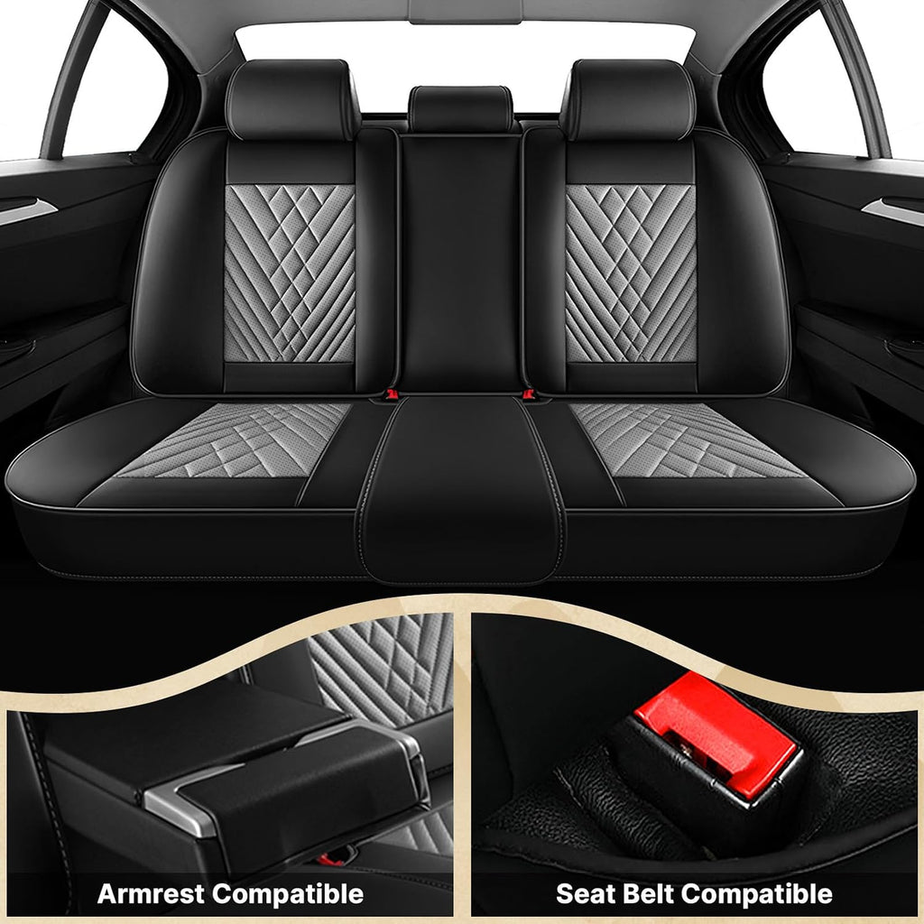 Fit for Ford Explorer 2000-2026 Seat Covers, Fashion Sport Seat Cover with Waterproof Leather, Airbag Safe Design Seat Protector (5 Full Seat Standard, Black Gray)
