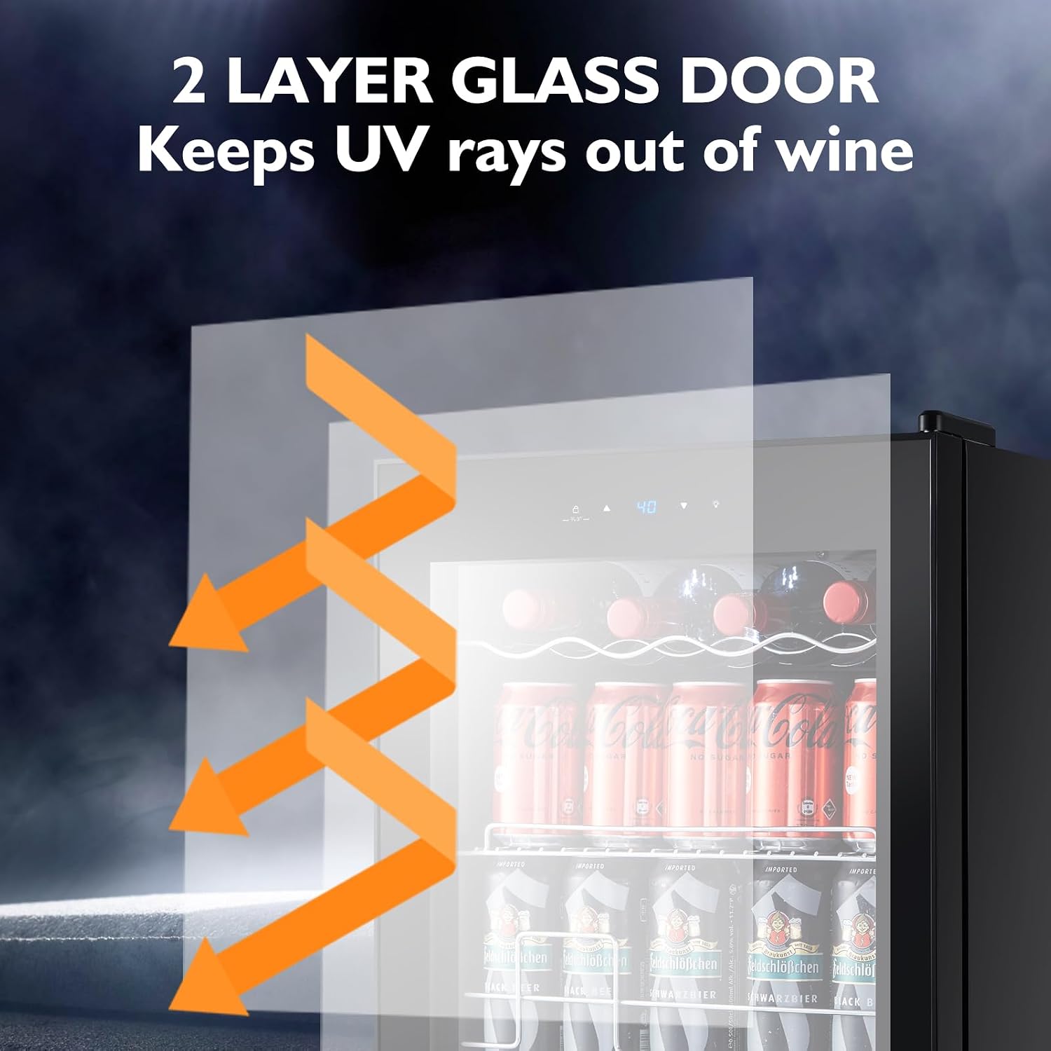 Mini Wine Fridge Freestanding, Cooler Refrigerator 15 Bottle w/Digital Control, Countertop for Red & White, Glass Door Black (ST-15045-R)