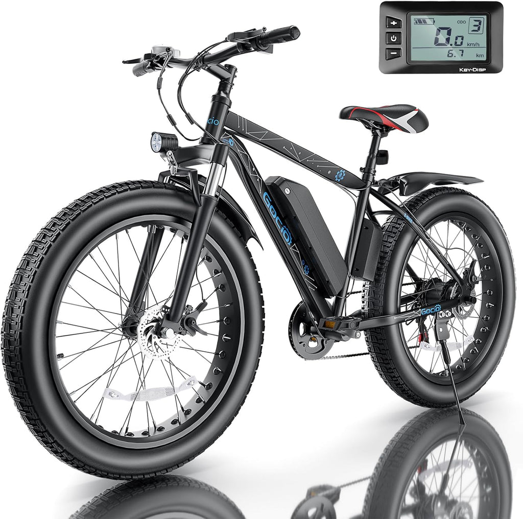 GOCIO 26' Fat Tire Electric Bike for Adults - 48V 750W Powerful Motor, 40 Miles Range, Dual Suspension, All-Terrain E-Bike