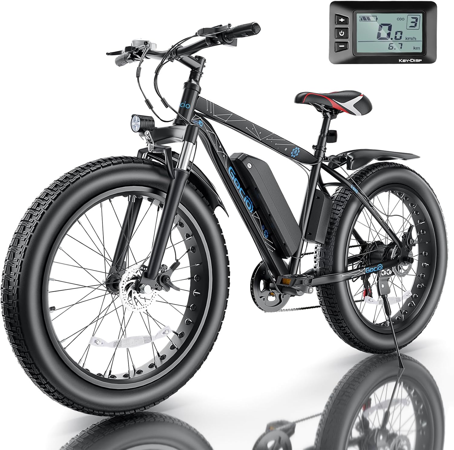 GOCIO 26' Fat Tire Electric Bike for Adults - 48V 750W Powerful Motor, 40 Miles Range, Dual Suspension, All-Terrain E-Bike