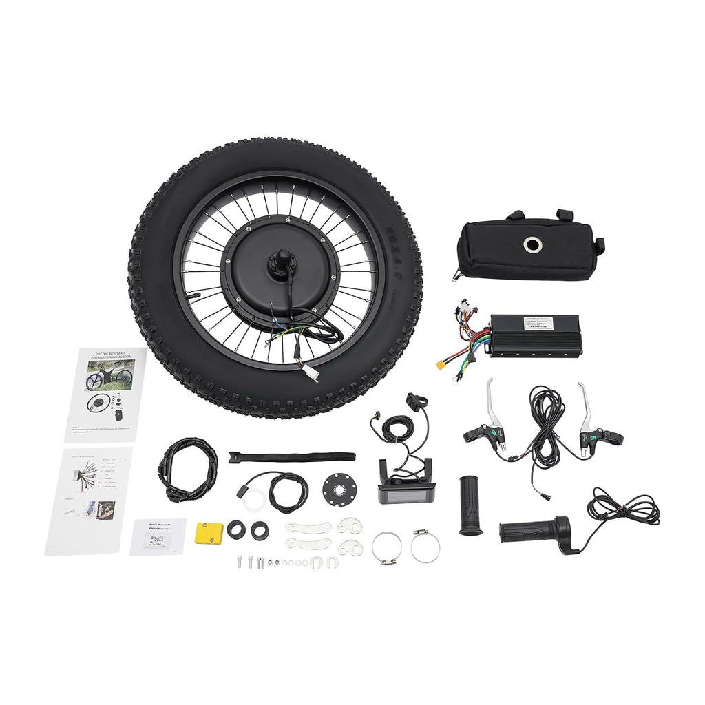 1500W Electric Bike Conversion Kit, 48V 20' Fat Tire Rear Wheel E-Bike Conversion Kit, 7-Speed Adjustable Ebike Hub Motor Bicycle Conversion Kit with LCD Display/Thumb Control/PAS Sensor
