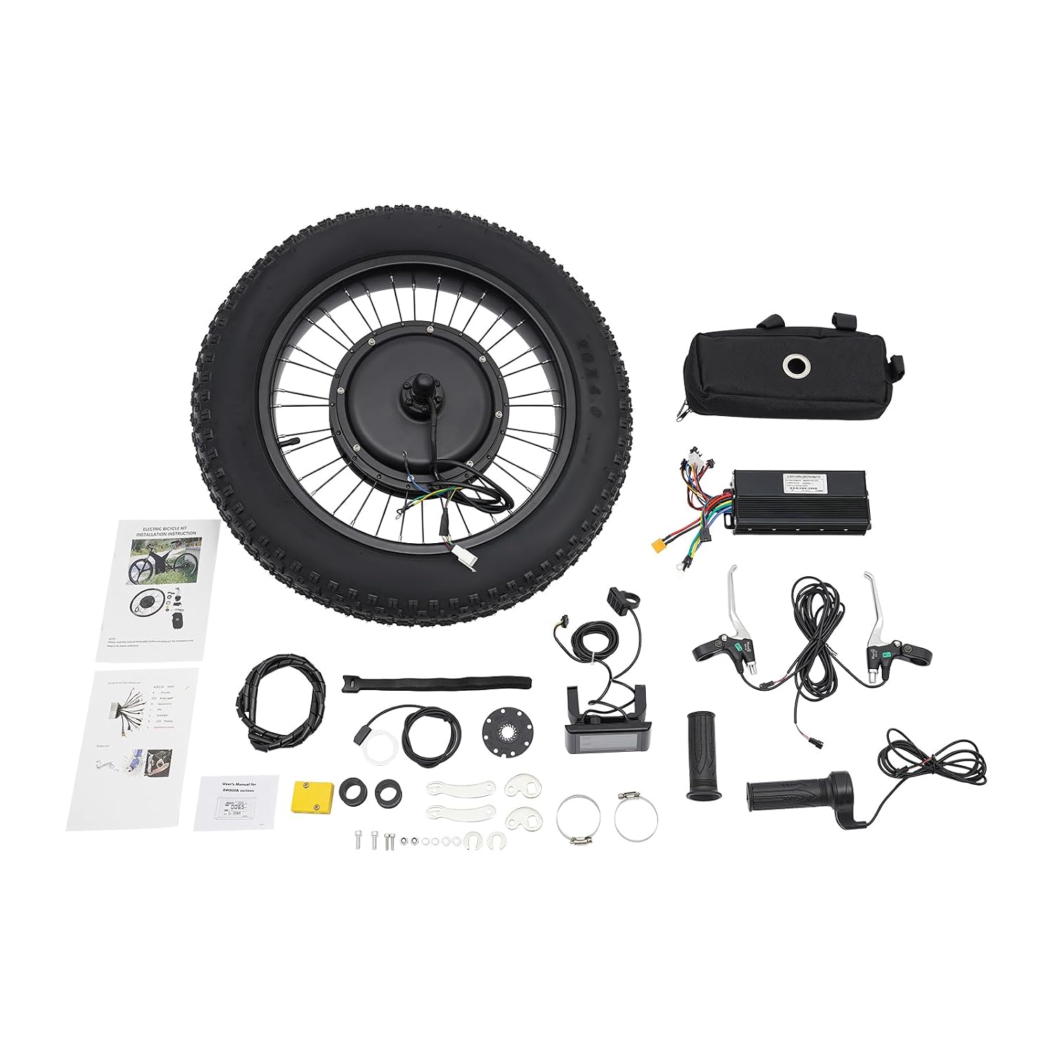 1500W Electric Bike Conversion Kit, 48V 20' Fat Tire Rear Wheel E-Bike Conversion Kit, 7-Speed Adjustable Ebike Hub Motor Bicycle Conversion Kit with LCD Display/Thumb Control/PAS Sensor