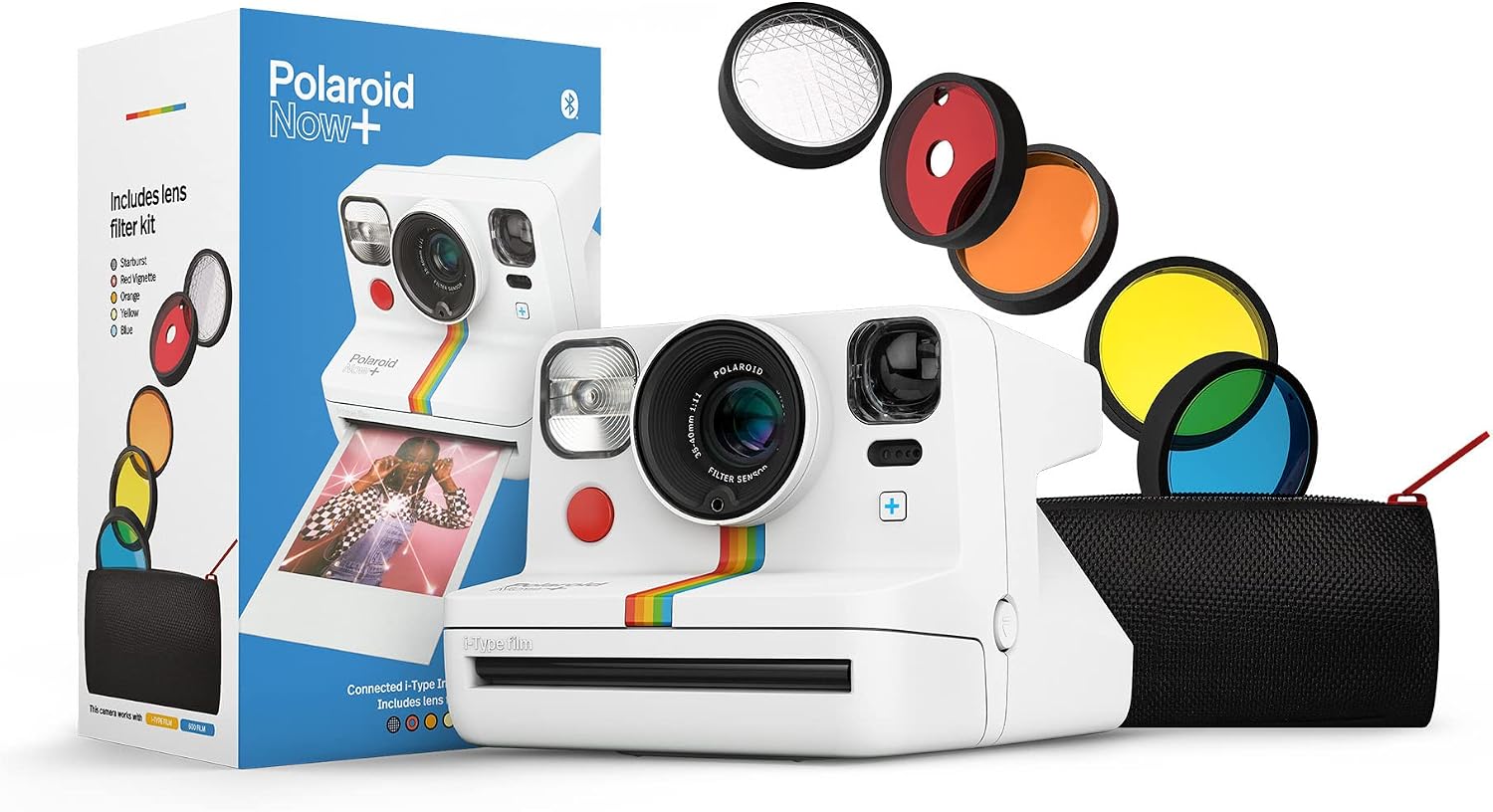 Polaroid Now+ Instant Film Camera Camera (White) with B&W Film and Film Kit Bundle (3 Items)