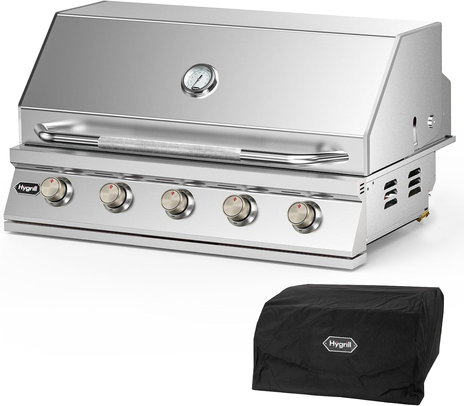 Hygrill STD Series 40-Inch Built In Grill, Stainless Steel 5-Burner Grill Head for Outdoor Kitchen, 70,000 BTU, Liquid Propane