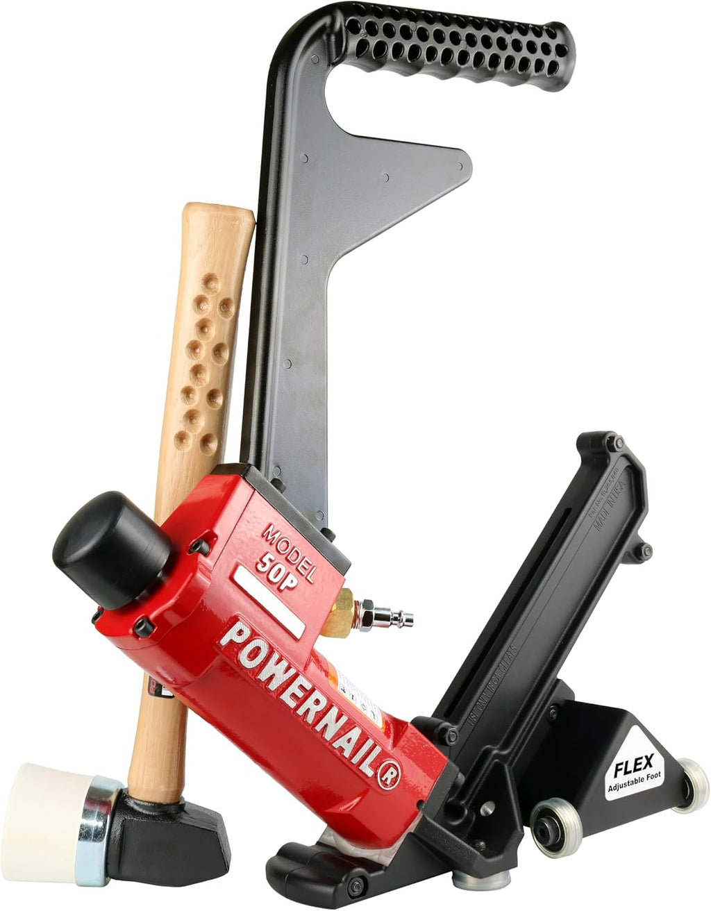 Powernail 50P2FLEXPRXLW Pneumatic 18 Gauge L-Cleat Flooring Nailer with Flex Power Roller Adjustable Base