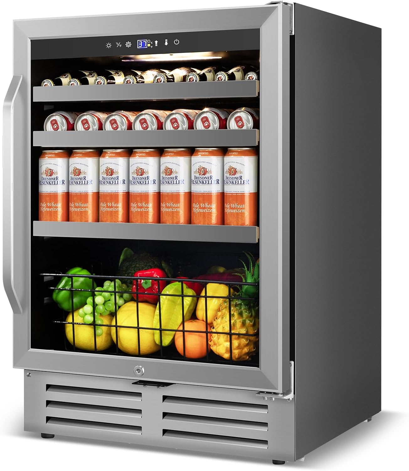 Velivi 24' Beverage Refrigerator Undercounter | 180 Can Capacity | Built-In Undercounter Cooler | Glass Door for Soda, Water, Beer | Home, Bar, or Office Use