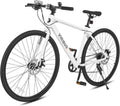 VIRIBUS Hybrid Bikes, 28 inch Mens Bike with Lightweight Aluminum Frame, 700C Bikes for Tall Men, 7 Speed Vintage Retro Hybrid Bicycles for City Commuters, Adult Road Bike Male for Fitness, White