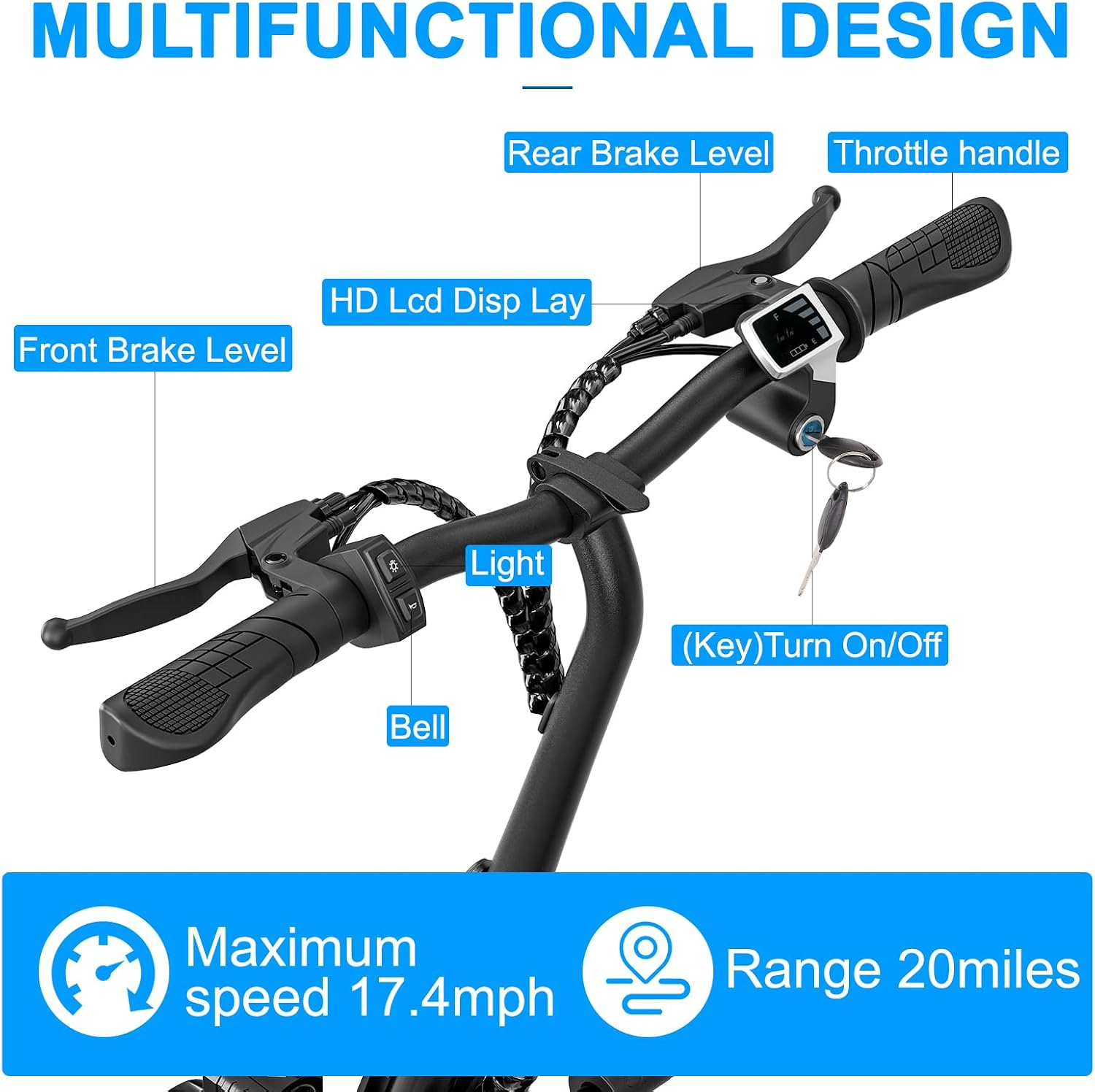 EILLEO Electric Scooter with Seat for Adult, 36V/48V Electric Scooter for Adults 500W/750W Motor, 20 Mile Range, 17.4/18.75mph, Dual Brakes, 14'/12' Tires, e Scooters with Seat
