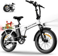 Foldable Electric Bike, Peak 983W Motor Ebike, 40-70 Miles & 20 MPH, 48V Removable Battery, 20' Fat Tire All-Terrain Electric Bicycle for Adults with 7-Speed, Suspension, Rear Rack, UL2849 Certified