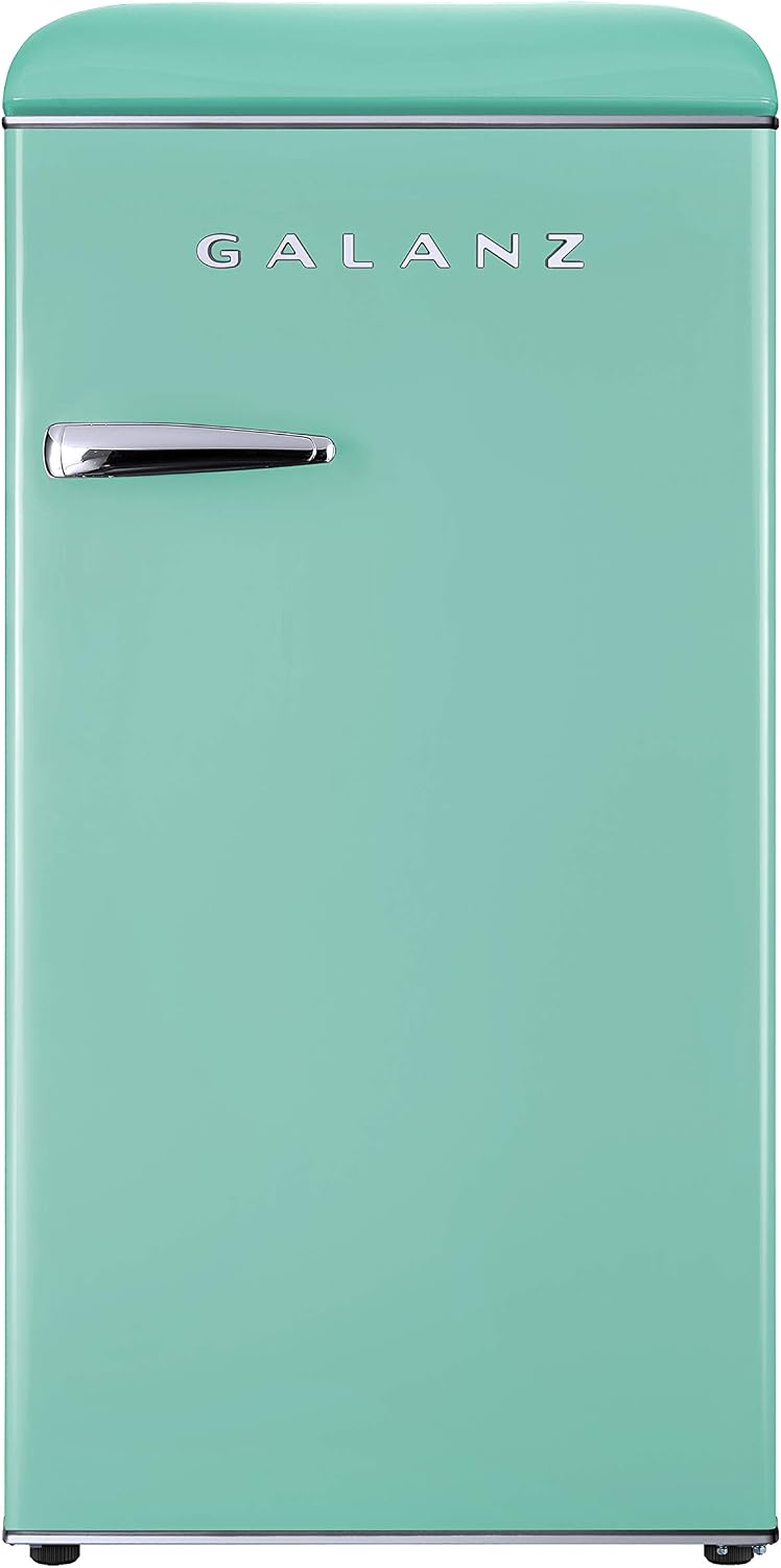 Galanz GLR33MGNR10 Retro Compact Refrigerator, Single Door Fridge, Adjustable Mechanical Thermostat with Chiller, Green, 3.3 Cu Ft