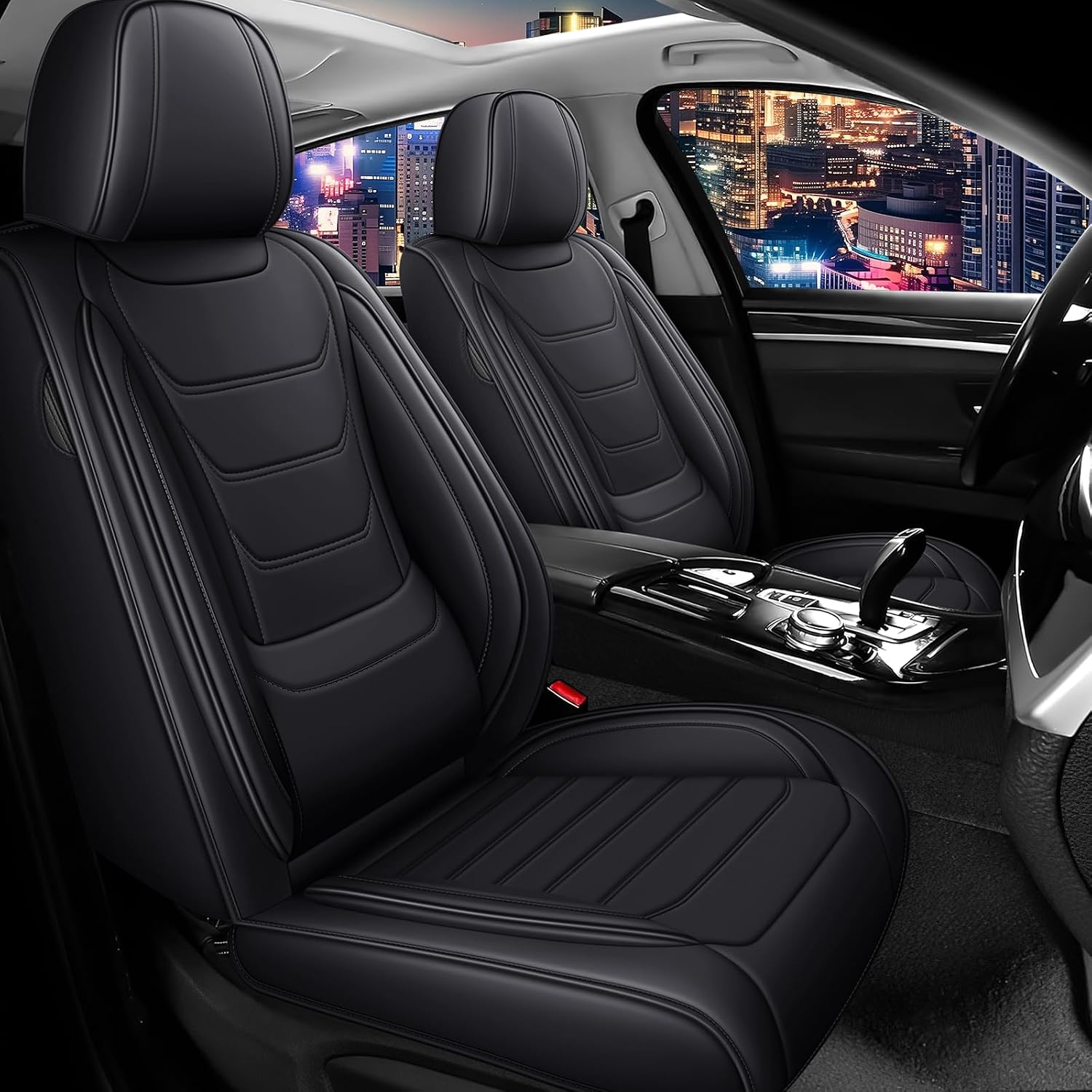 Car Seat Cover Full Set for Kia Sorento Seat Covers 2003-2025, Nappa Leather Waterproof Seat Covers for Cars, Airbag Compatible, Universal Automotive Seat Covers(Standard Front Row/Black)