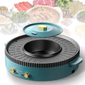 Household Electric Hot Pot with Grill, Teppanyaki Grill Pot and BBQ Pan, Independent Temperature Control, Non-stick Coating, Easy to Clean, For 2-6 People to Enjoy, 1500 W,B