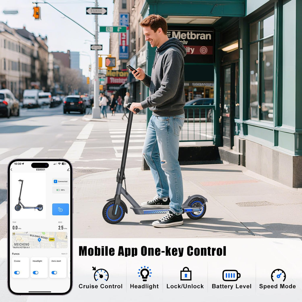 Electric Scooter Adult 350W/500W Motor, Top Speed 19/22 mph, Max 18/22 Miles Ranges, Foldable E Scooters for Adults with Cruise Control APP Control Double Braking for Commuting