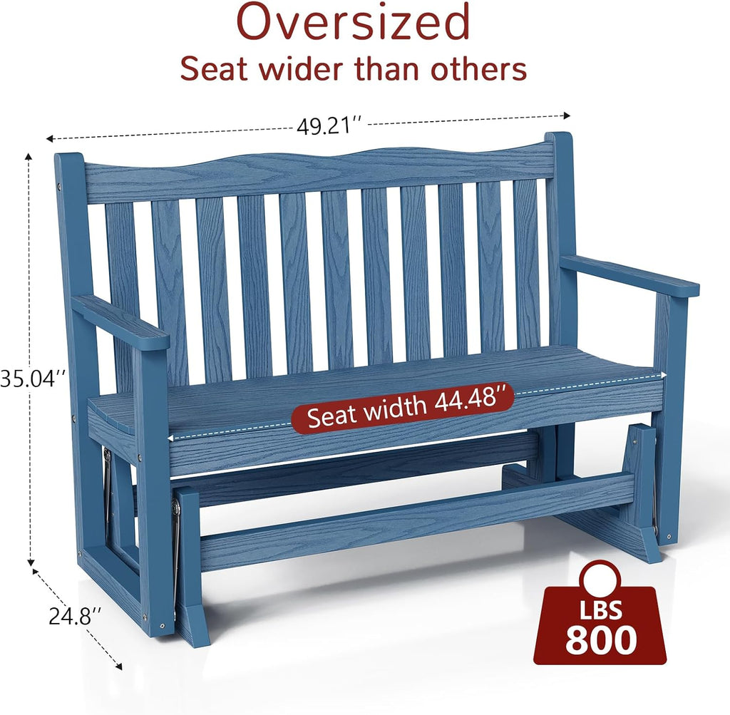 Stoog Outdoor Gliders Set of 2, All-Weather HIPS Glider Bench for Porch, Never Fade or Rot, Blue