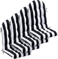 Geelin 4 Pcs Outdoor Patio Chair Cushion Thick High Back Adirondack Chair Cushion Tufted Weather & Fade Resistant Anti-Slip Outside Rocking Chairs Pads with Ties, 44 x 19 x 4 Inch (Black White Stripe)
