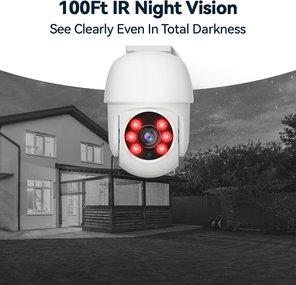 Wired Security Camera System Outdoor, 4pcs Pan/Tilt CCTV Cameras and 4CH 5MP Lite AHD TVI DVR (500GB HDD), 360° View Surveillance DVR Kit, Motion Detection, 24/7 Recording, Remote Access