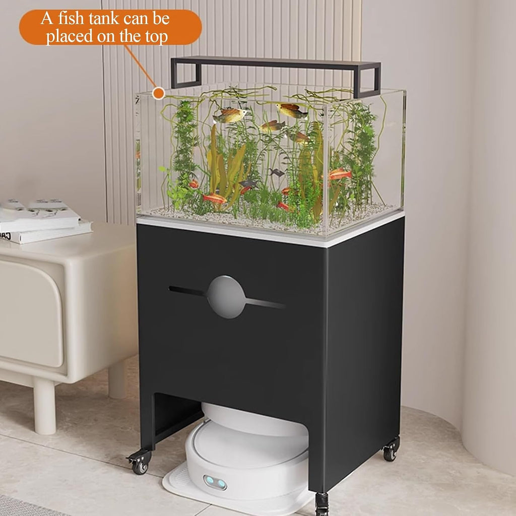 Tall Office Storage Cabinet for Robot Vacuum and Mop Self Emptying, Couch Side Table with Storage on Wheels, End Table for Robot Vacuum's Nest House(40 * 40 * 75cm)