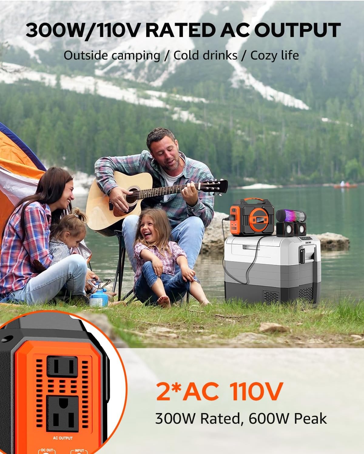 Solar Powered Generator 300W, Portable Solar Generator Power Station with Solar Panels 40W Included and 5 Watts USB Led Light Bulb