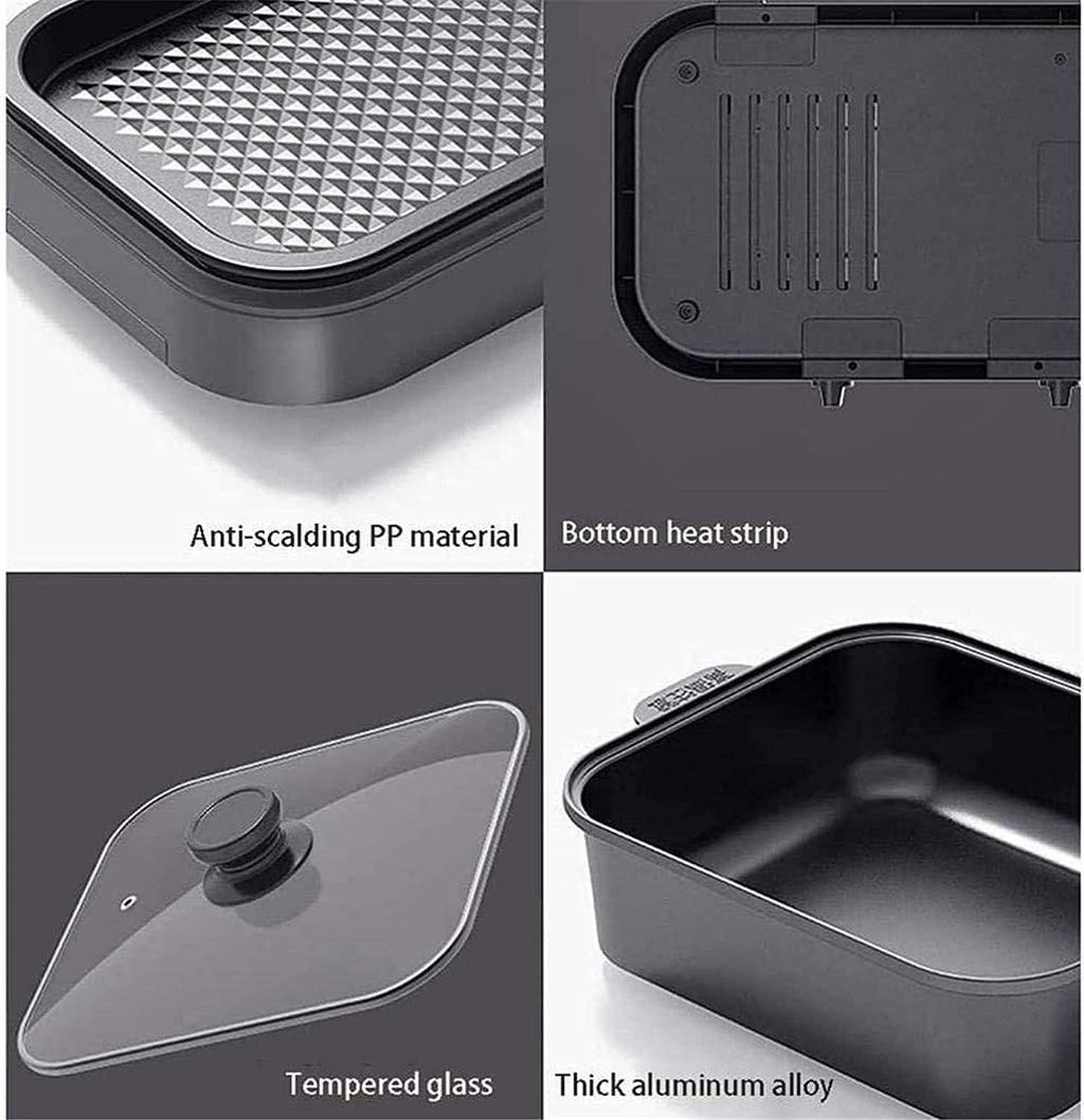 Electric Grill Indoor BBQ Hot Pot/Smoke-free/Electric Barbecue/Two-in-one/Double-Controls The Indoor Non-Stick Grill Suitable for 5-10 people 2200W,A,Portable Nonstick Griddle (Color : B)