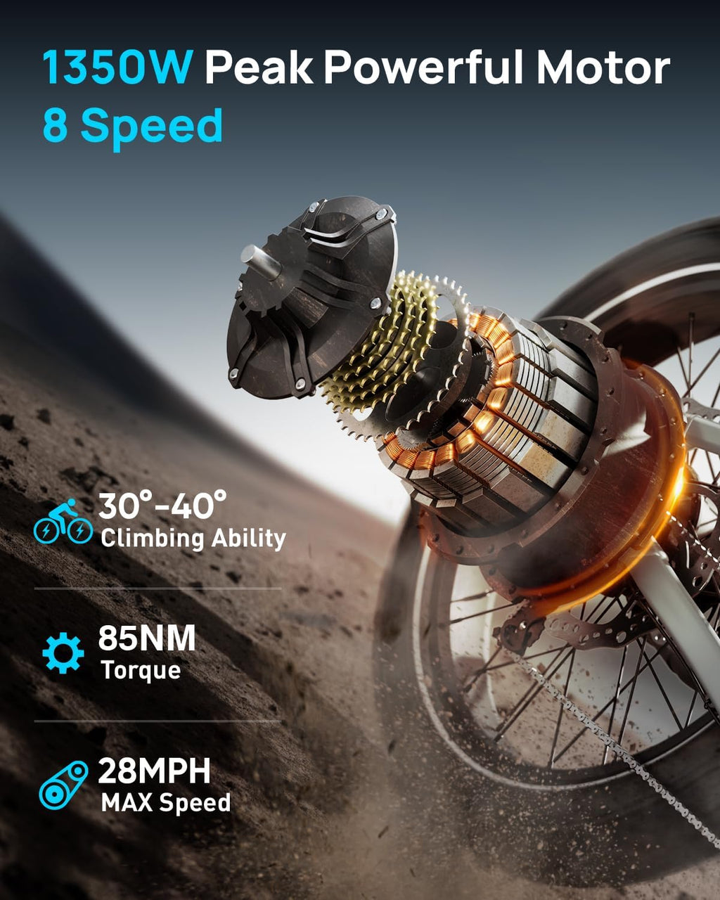 PUCKIPUPPY Electric Bike for Adults 28 MPH, 750W | 1350W Peak, Torque Sensor, 80 Miles Range, 26'x4' Fat Tire Electric Dirt Bike, Full Suspension Electric Mountain Bike, 8 Speed Ebike Labrador Pro