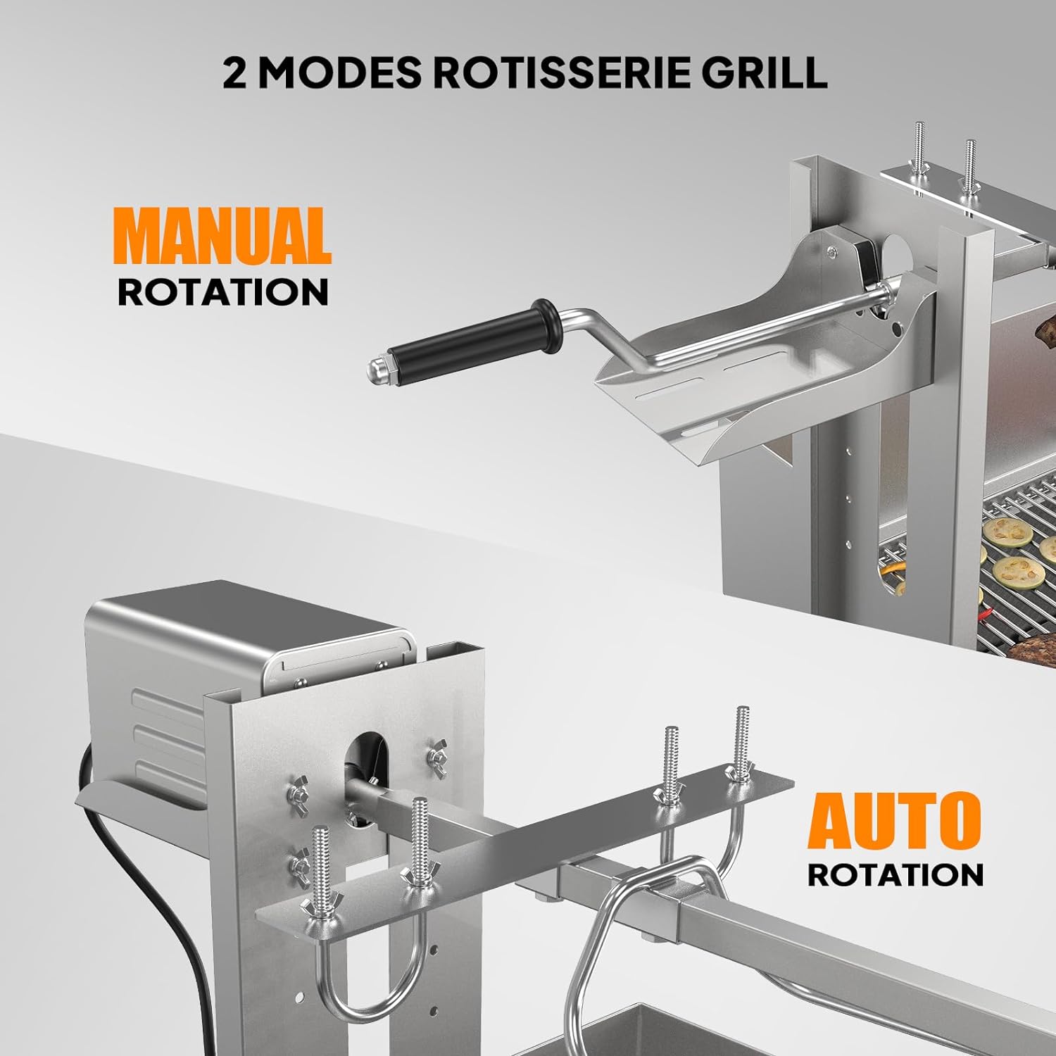 Bonnlo Electric Rotisserie Grill, 46' Pig & Lamb Roaster, Charcoal Spit Rotating Grill with Wind Screen, 176 lbs Capacity Stainless Steel Lechon Grill Kit for Camping & Outdoor BBQ