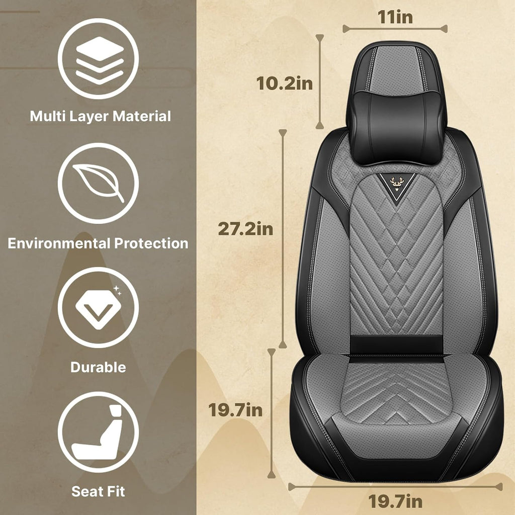 Fit for Honda Odyssey 2000-2026 Seat Covers, Fashion Sport Seat Cover with Waterproof Leather, Airbag Safe Design Seat Protector (2 Front Seat Luxury, Black Gray)