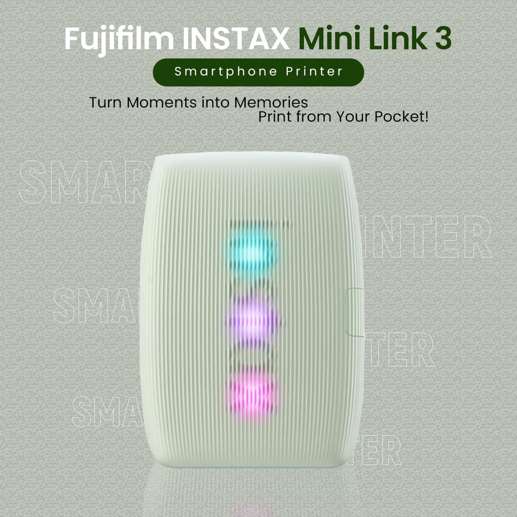 Fujifilm INSTAX Mini Link 3 Smartphone Printer + INSTAX Mini Instant Film (20 Sheets) + USB Wall Charger + BluebirdSales Travel Bag, Photo Album, Microfiber Cleaning Cloth (Rose Pink)