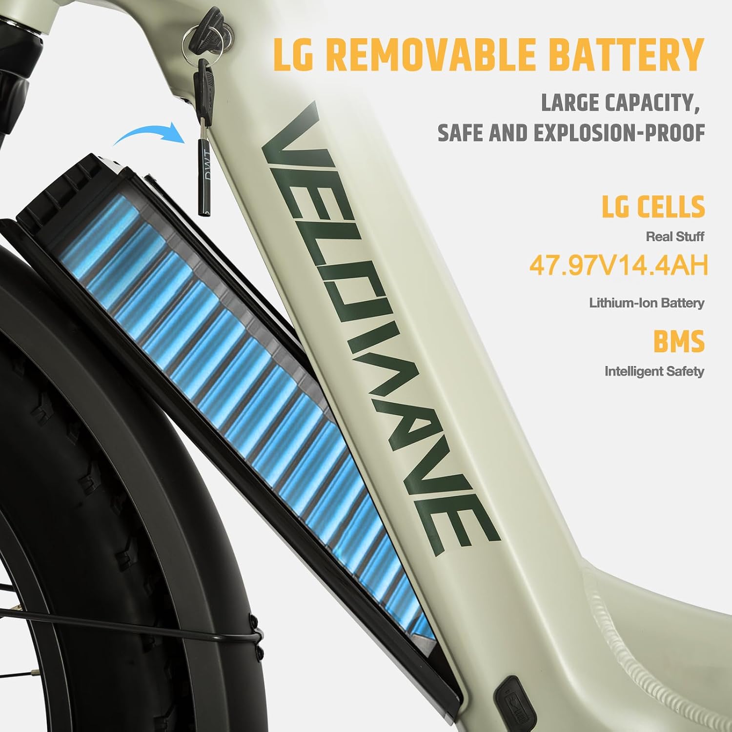 VELOWAVE Electric Bike 26' Fat Tire Ebike Peak 1200W Motor Electric Bike for Adults with 47.97V 14.4AH Removable LG Cell Battery Step-Thru E Bike up to 32MPH UL 2849 Certified with Lock& Bell