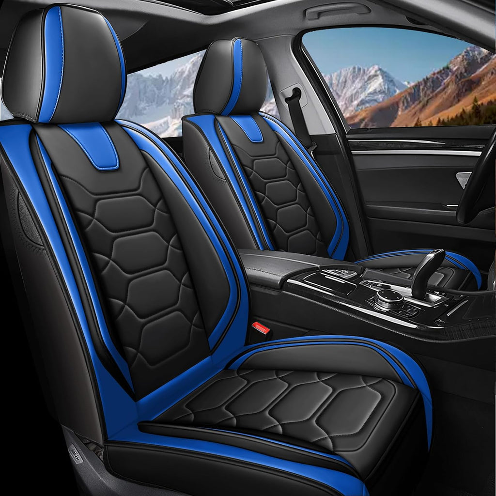 Car Seat Covers Full Set for Honda Civic 2000-2025,Durable Waterproof Luxury Universal,Easy to Install Napa Leather Cover Set for Cars,Front Seats,Black Blue